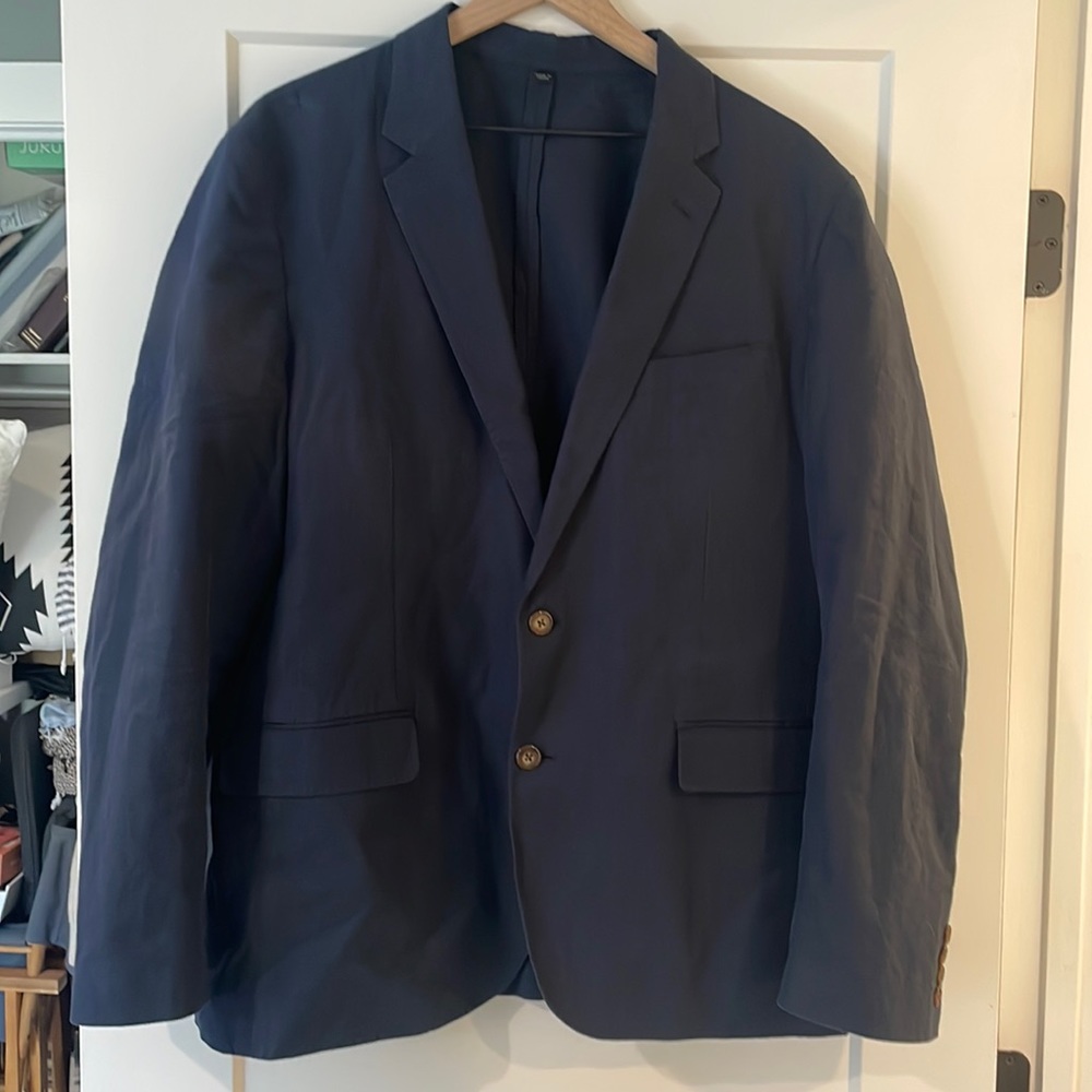 J. Crew Slim-fit Unstructured Blazer in Irish Cotton-Linen Blend | Navy | 44R